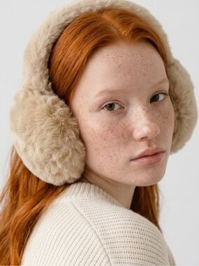 Plush Faux Fur Earmuffs - Beige